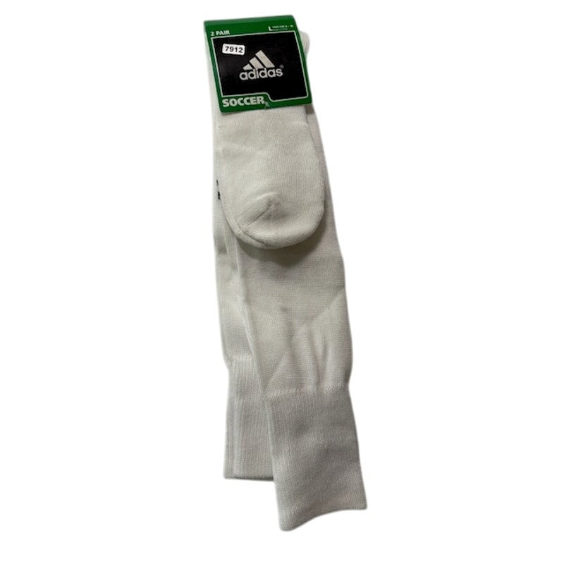 2 Pairs Adidas Soccer Socks Over The Calf White/Black Adult Size L 9-13