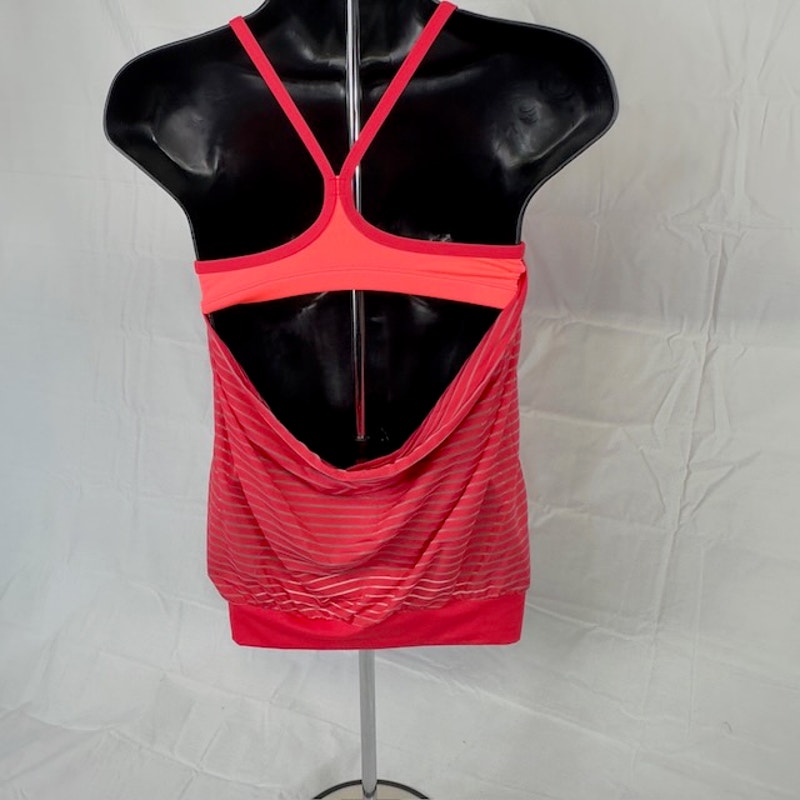 Nike Striped Layered Tankini Top Dri-Fit Racerback Swoosh Pink Womens XS