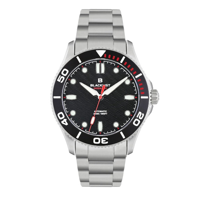 Blacklist Divematic Black Widow Watch Silver Stainless Steel Black Dial OS
