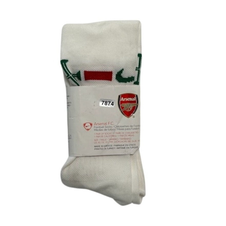 Nike Arsenal FC Football Socks Knee-High Logo Print White Youth XS /13C-3Y