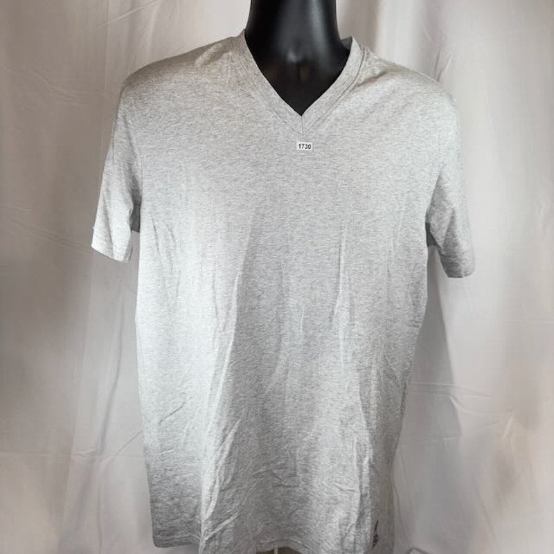 Psycho Bunny Classic V-Neck Short Sleeve T-Shirt Regular Fit Heather Gray Mens M