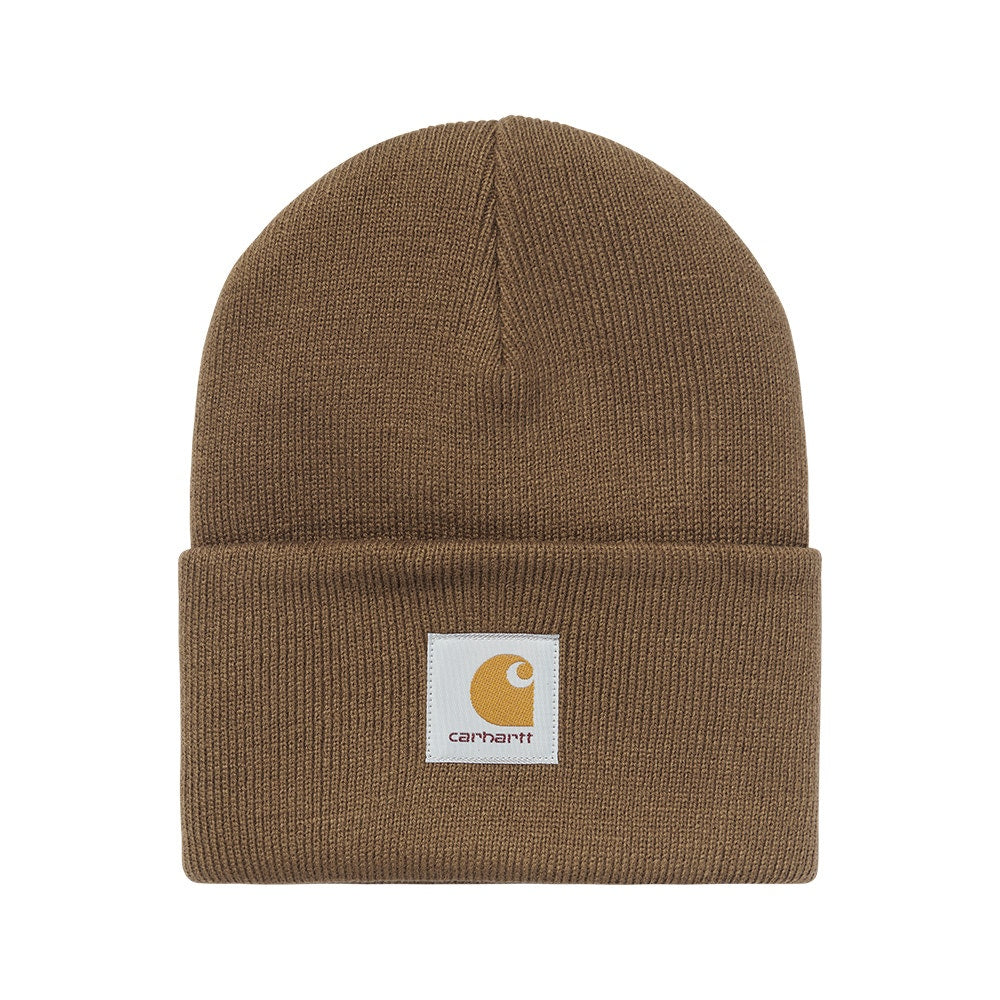 Carhartt Logo Patch Acrylic Watch Hat Cuffed Knit Beanie Brown Unisex One Size
