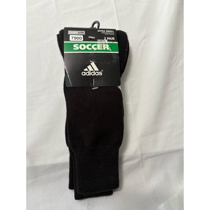 2 Pairs Adidas Climalite Soccer Socks Over The Calf Black/White Adult Sz XS