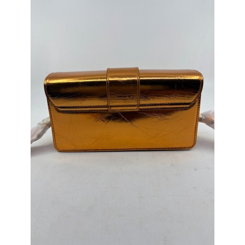 Brandon Blackwood Nia Bag B Logo Leather Crossbody Metallic Orange Medium