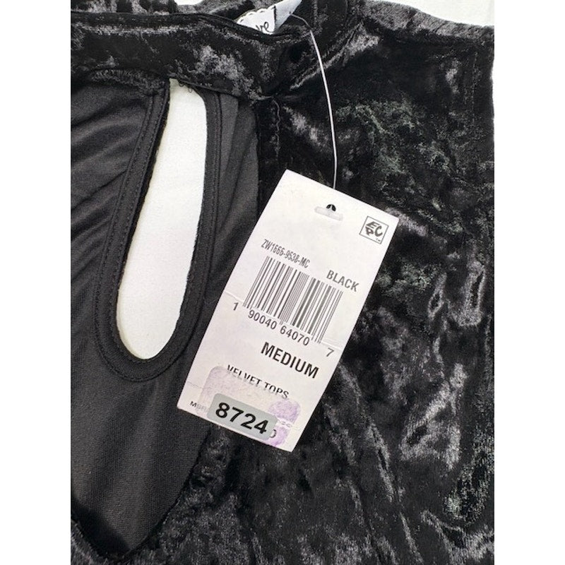 Crave Fame by Almost Famous Velvet Sleeveless Pullover Top Black Womens M
