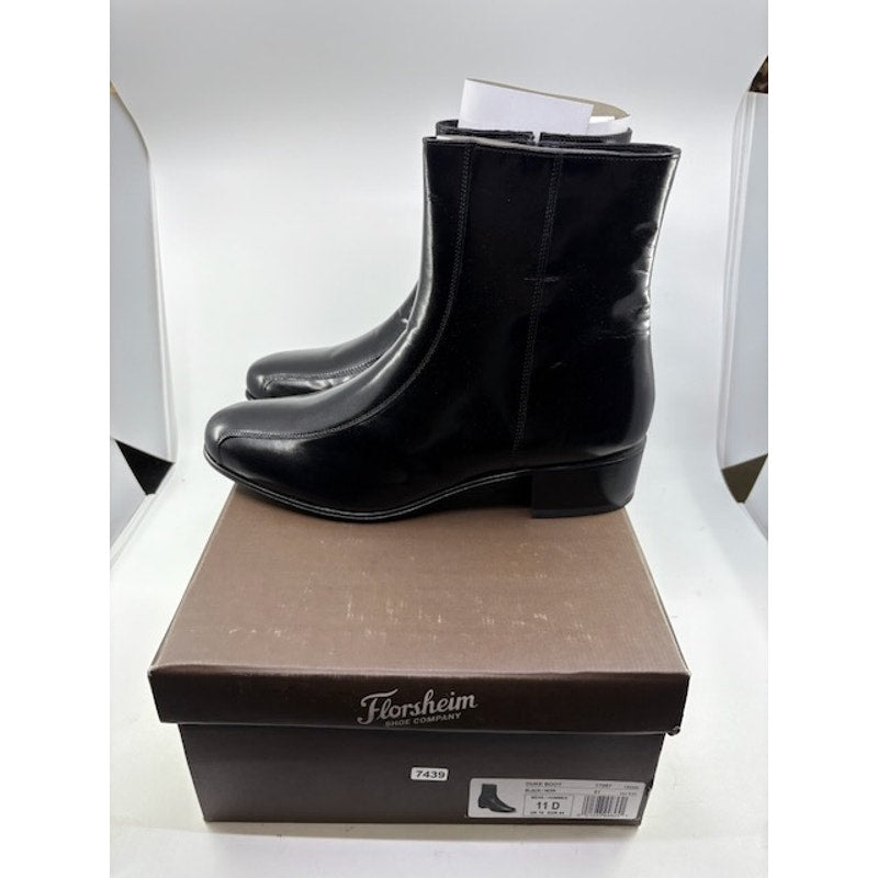 Florsheim Duke Bike Toe Zipper Boot Kidskin Leather Black Womens Size 11 D