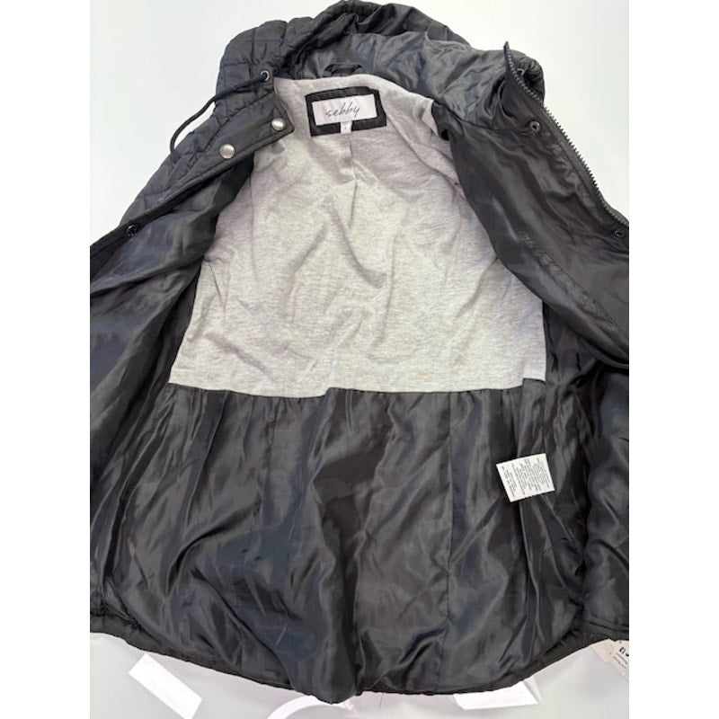 Sebby Hooded Water-Resistant Diamond Quilted Hooded Coat Black Womens Size S