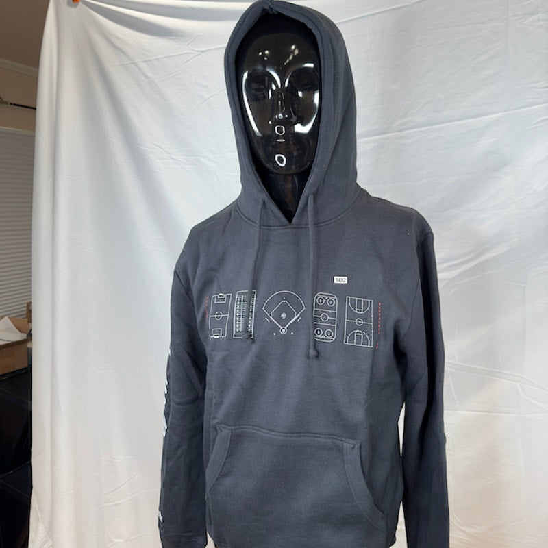 Mitchell & Ness Essentials Sports Print Hoodie Swetashirt Pullover Black M