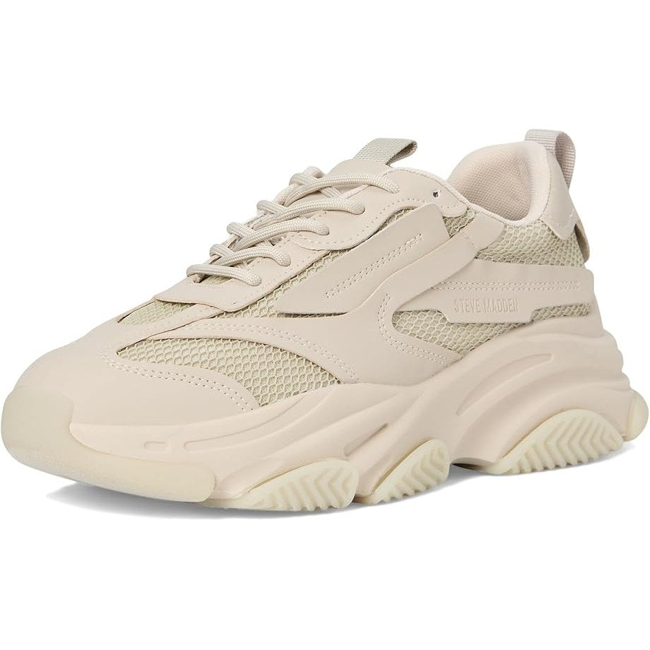 Steve Madden Possess Shoes Lace-Up Round Toe Sneakers Greige Mens 10.5 D