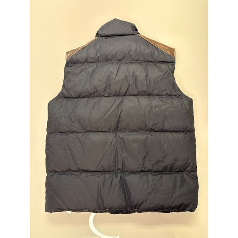 Prada Piumino Down Puffer Vest Zip-Up Gabardine Nylon Blue/Gold Mens Size 56
