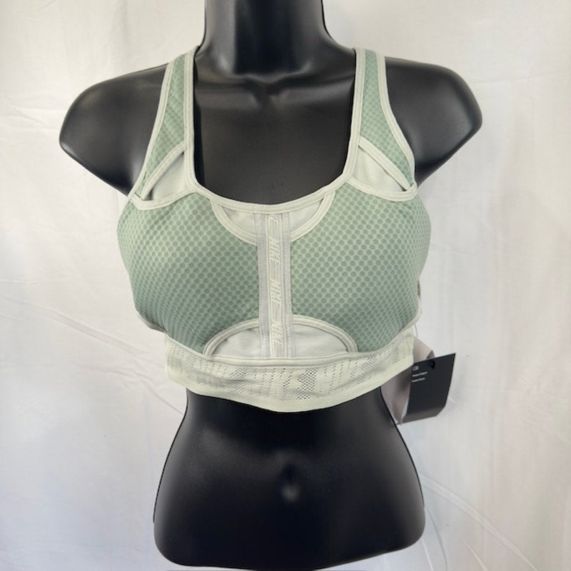 Nike Dri-FIT Swoosh UltraBreathe Sports Bra Scoop Neck Green Gray Womens Size M