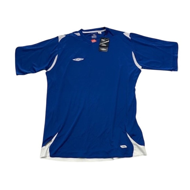 Umbro Soccer Jersey Shirt Short Sleeve V-Neck Royal Blue/White Mens Size M