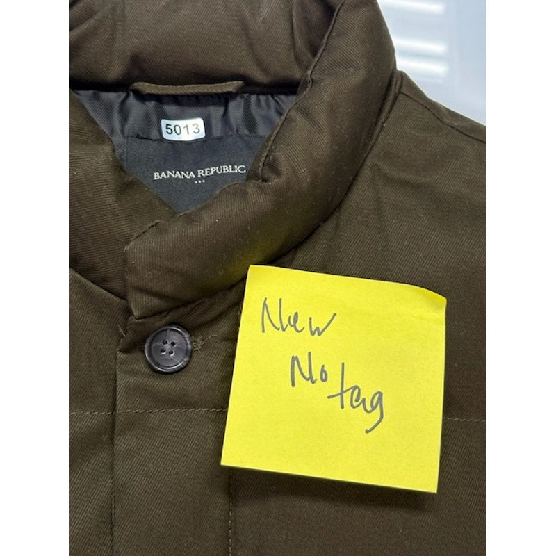Banana Republic Puffer Vest Full-Zip Button-Up Pocket Front Tan Mens Size L