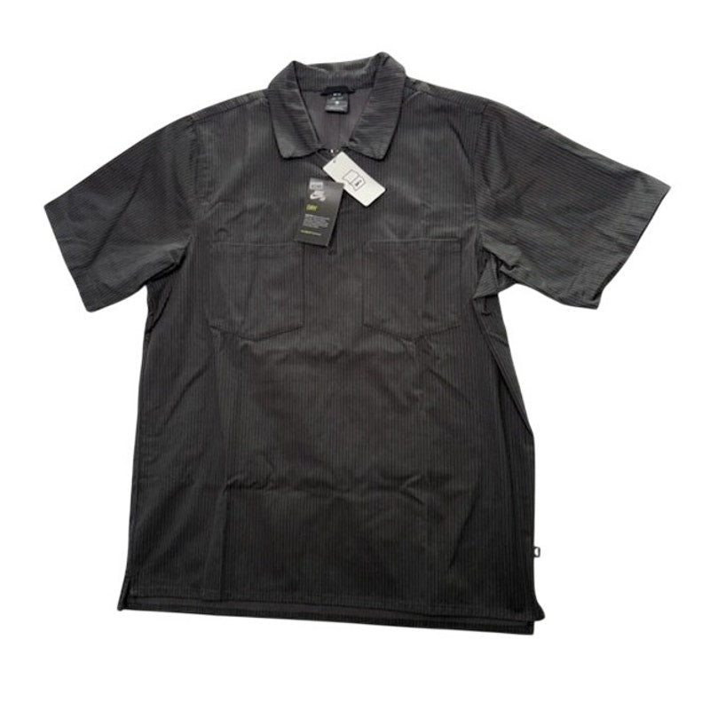 Nike SB Dri-Fit Button-Up Skate Shirt Short Sleeve Striped Black Mens Size L