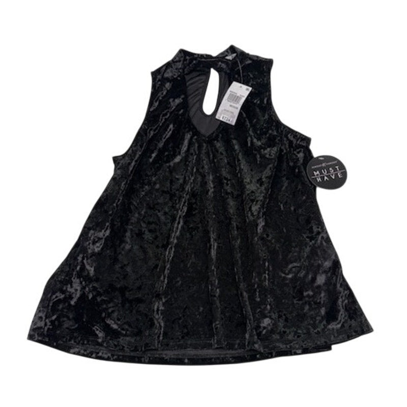 Crave Fame by Almost Famous Velvet Sleeveless Pullover Top Black Womens M