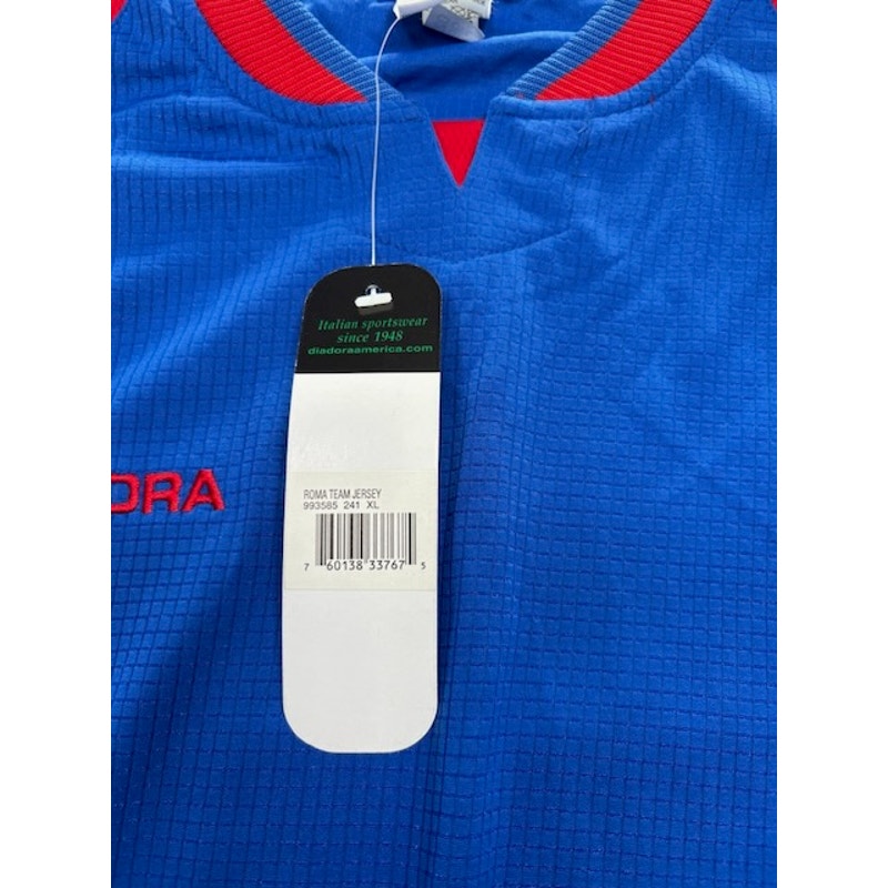 Diadora Roma Team Jersey Shirt Short Sleeve V-Neck Blue Red Mens Size XL