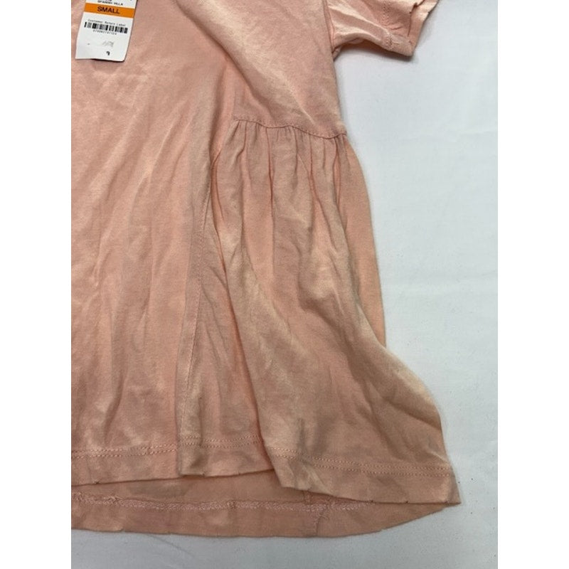 American Rag Cie Babydoll Top Short Sleeve Cotton Peach Womens Size Small