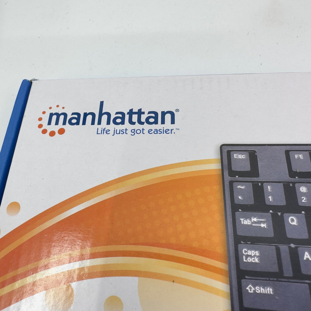Manhattan Wired Computer Keyboard Full-Sized Basic Keyboard 104 Keys Black