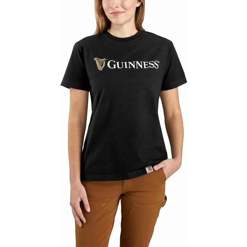 Carhartt Guinness Graphic T-Shirt Short Sleeves Crew Neck Black Womens S