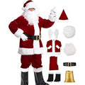 10 Pieces Santa Claus Christmas Costume Deluxe Velvet Santa Suit Red White