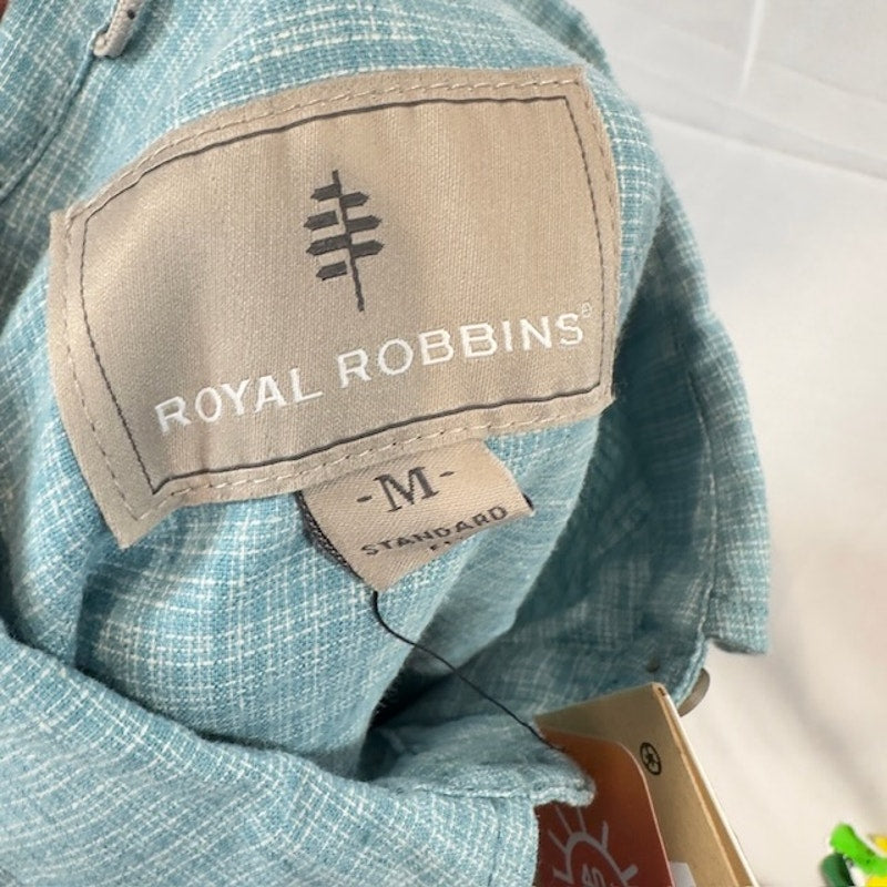 Royal Robbins Shirt Half Button-Up Long Sleeves Hemp Blend Blue Womens Size M