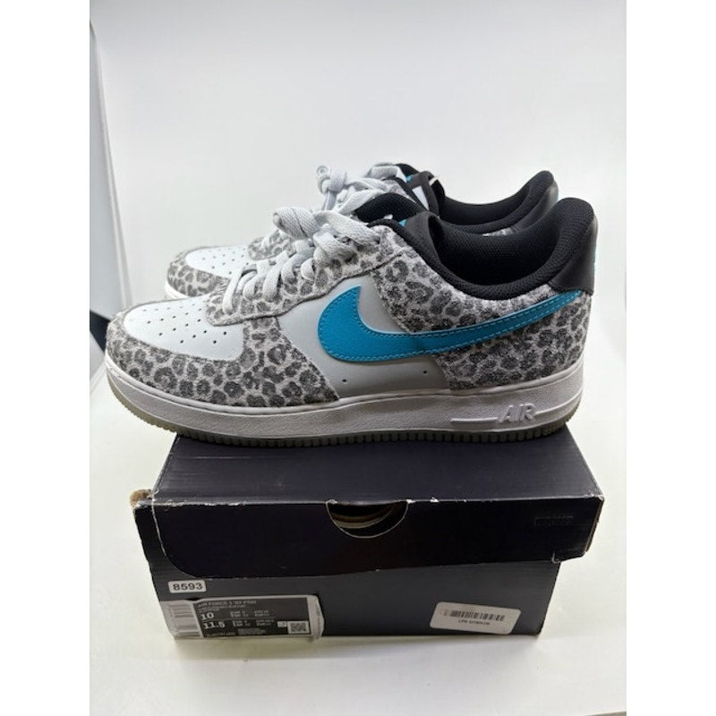 Nike Air Force 1 '07 Premium Sneakers DJ6192-001 Leopard White Blue Mens Size 10