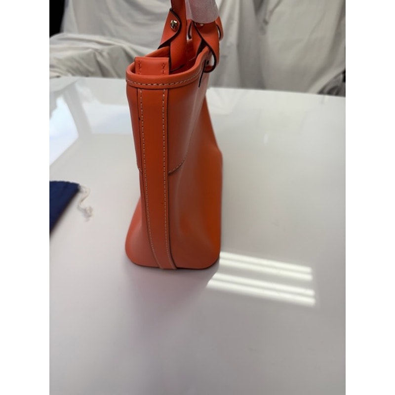 Dooney & Bourke Smooth Leather Quincey Zip Tote Shoulder Bag Zipper Orange