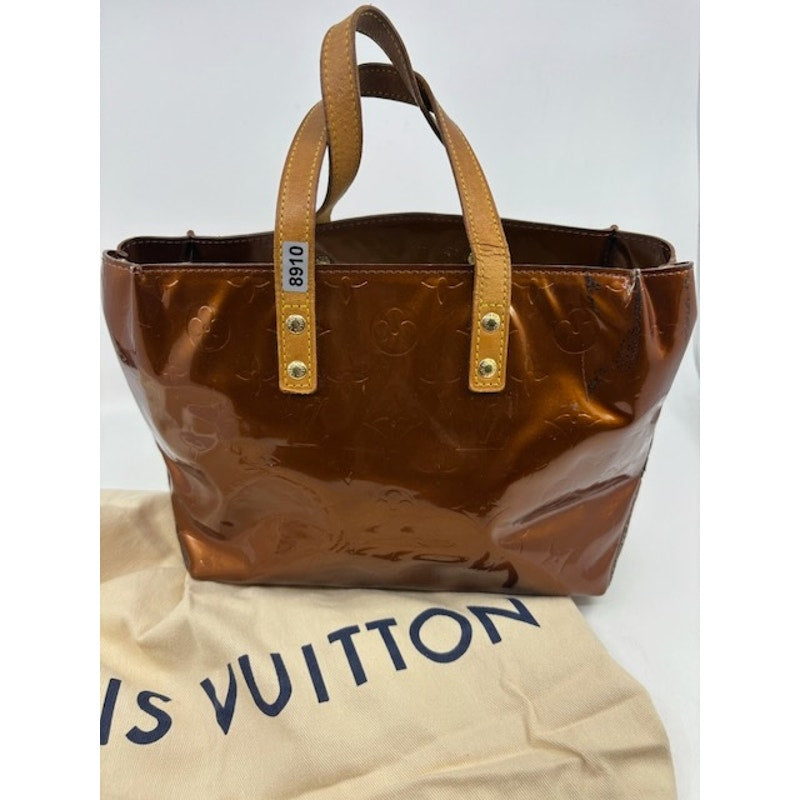 LOUIS VUITTON Reade PM Vernis Leather Monogram Tote Shoulder Bag Purse Bronze