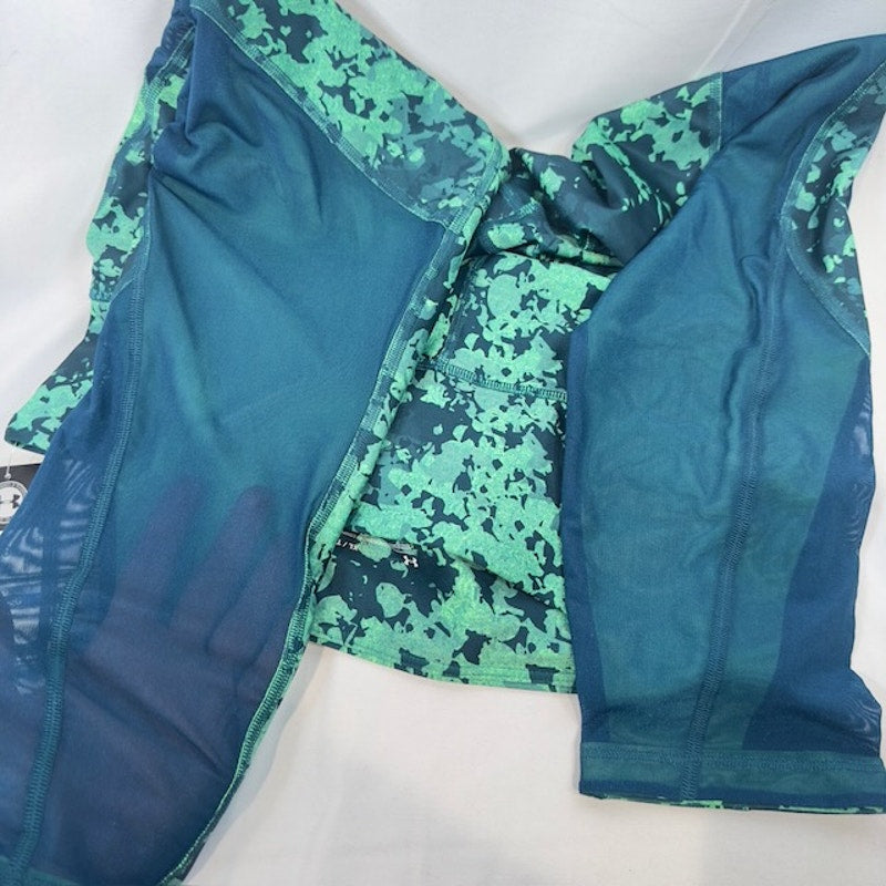 Under Armour Heat Gear Ankle Crop Leggings Compression Green Blue Womens Size XL