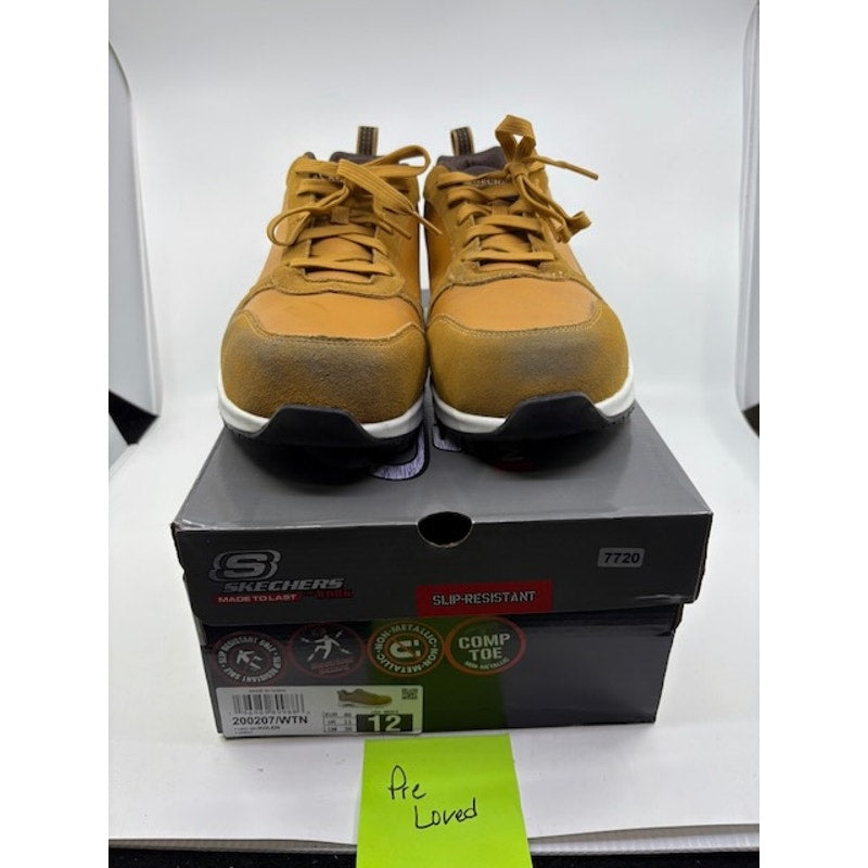 Skechers Uno SR Kolen Comp Toe Shoes Slip-Resistant Lace-Up Wheat Mens Size 12