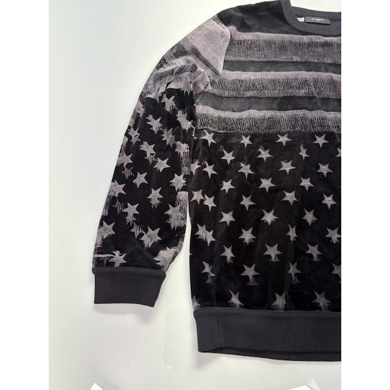 Givenchy Flag-Print Fleece-Back Jersey Sweatshirt Gray/Black Mens Size XL