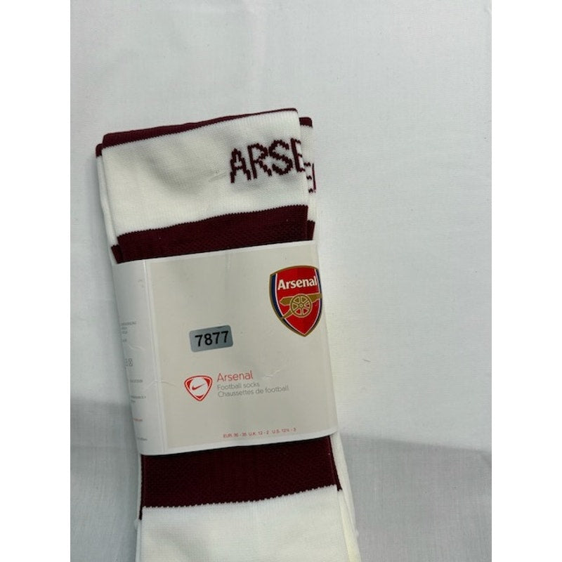 Nike Arsenal Football Socks Knee High Striped White/Maroon Adult Size 12.5-3