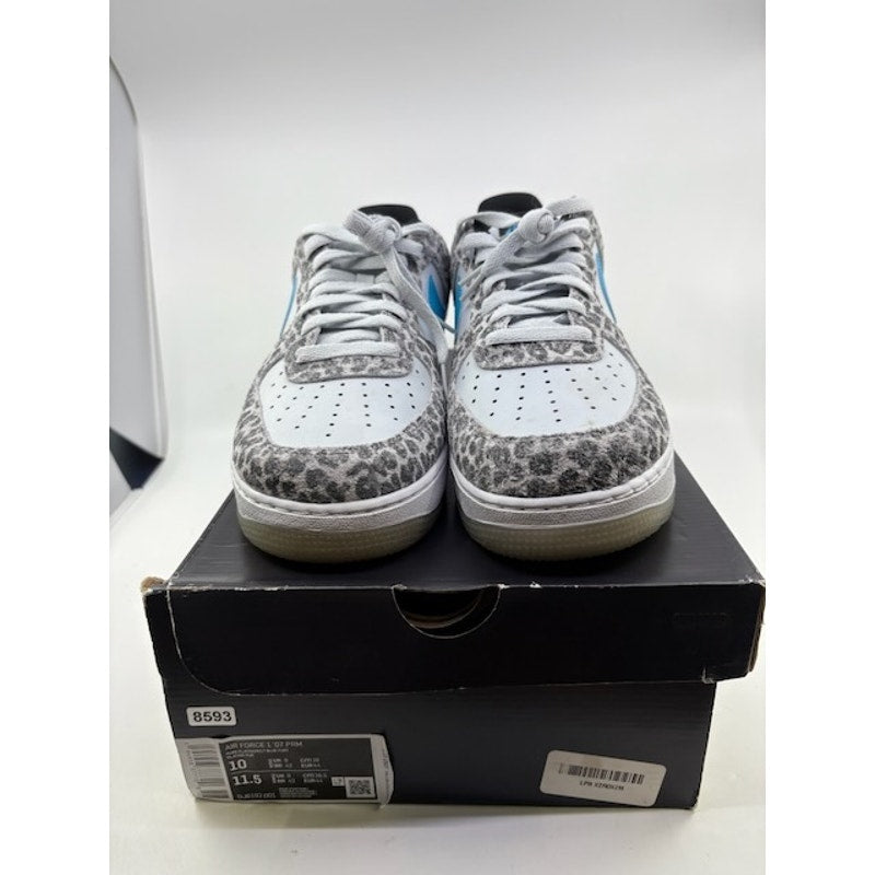 Nike Air Force 1 '07 Premium Sneakers DJ6192-001 Leopard White Blue Mens Size 10