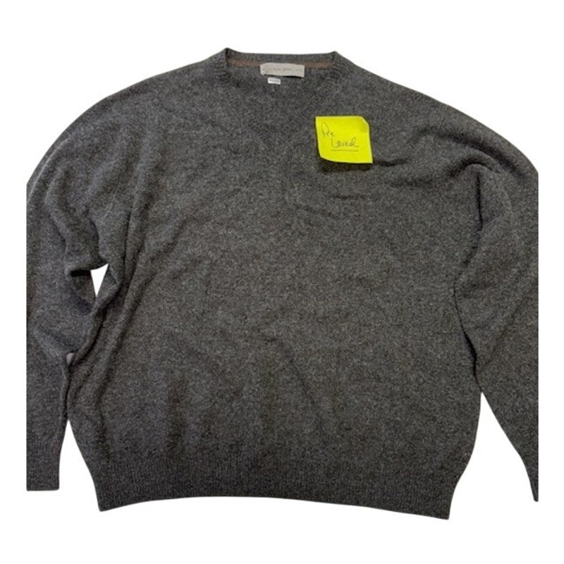 Scott James Crewneck Sweater Elbow Patch Pullover Cashmere Gray Mens Size XXL