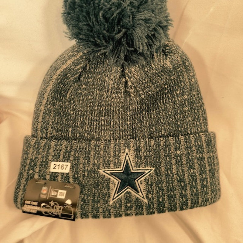 New Era NFL Dallas Cowboys Removable Pom Cuffed Knit Beanie Blue Womens One Size