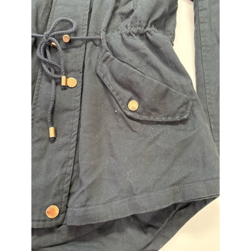 Collection B Lightweight Twill Hooded Anorak Jacket Graphite Womens Size S