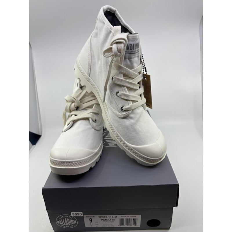 Palladium Pampa Hi Canvas Boots Lace-Up 92352-116-M Star White Womens Size 9