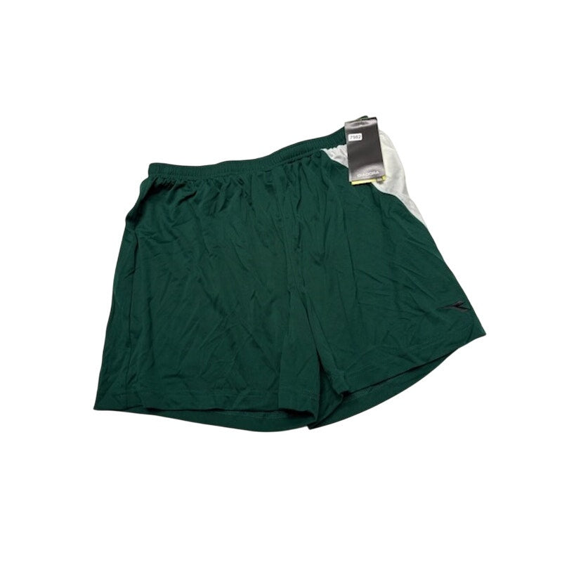 Diadora Diadry Training Shorts Elastic Waist Pull-On Green/White Womens Sz L