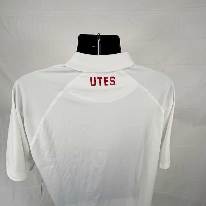 Champion NCAA Utah Utes Performance Polo Shirt Short Sleeve White Red Mens M