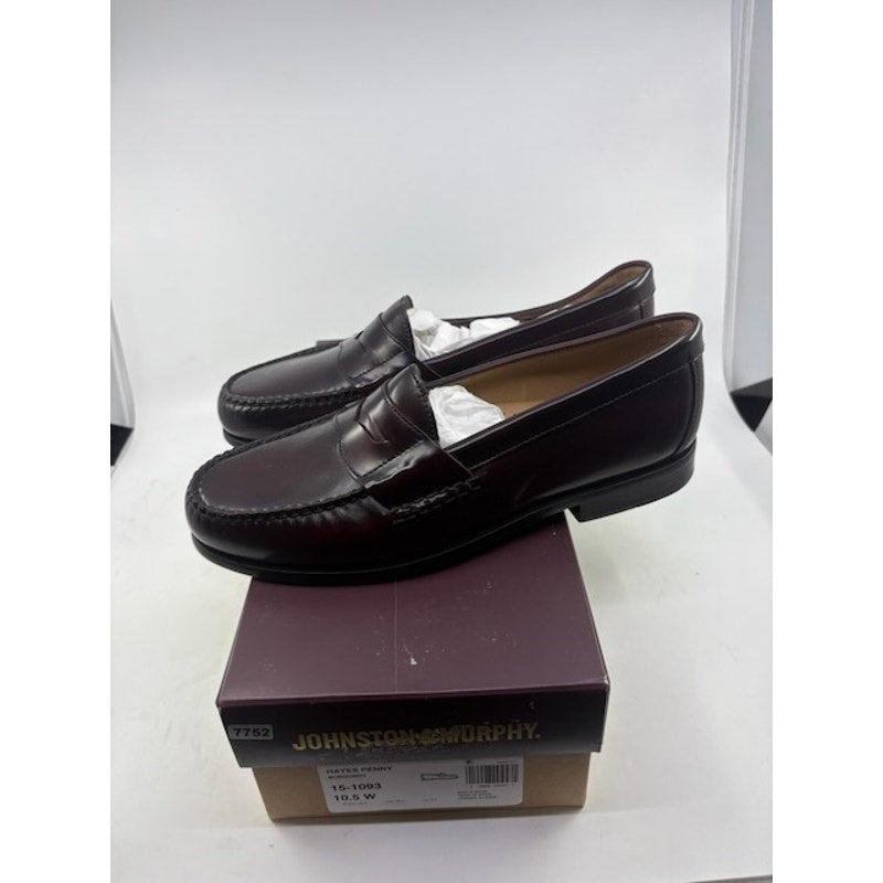 Johnston & Murphy Hayes Penny Loafer Shoes Leather Burgundy Mens Size 10.5 M