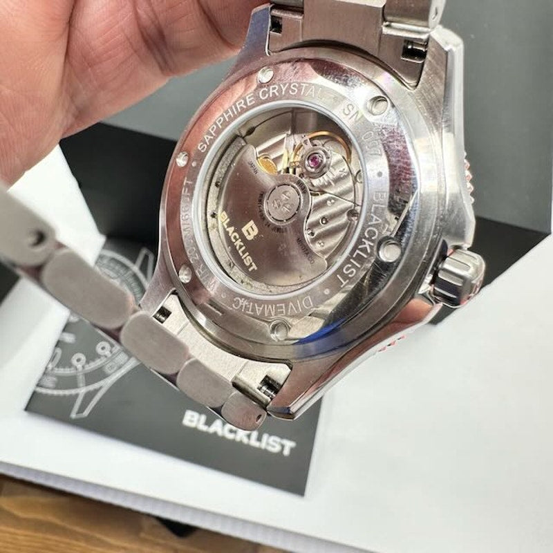 Blacklist Divematic Black Widow Watch Silver Stainless Steel Black Dial OS