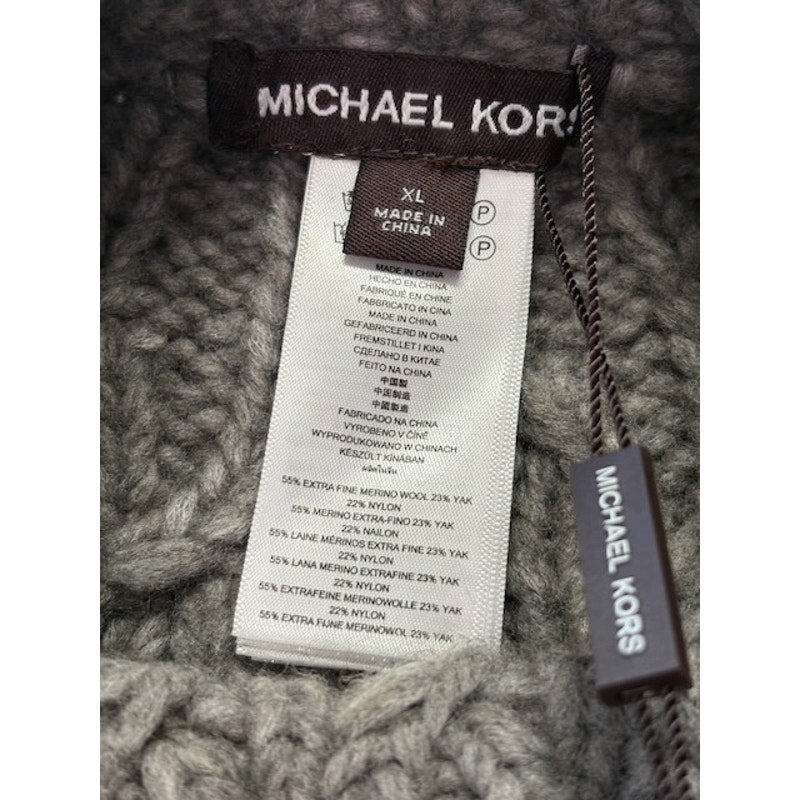 Michael Kors Shrinking Cable-Knit Wool-Blend Sweater Ash Melange Mens Sz XL