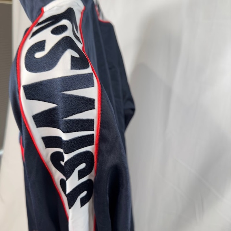K-Swiss Old Goods Track Jacket Long Sleeve Zip-Up Athletic Fit Navy Mens Size XL