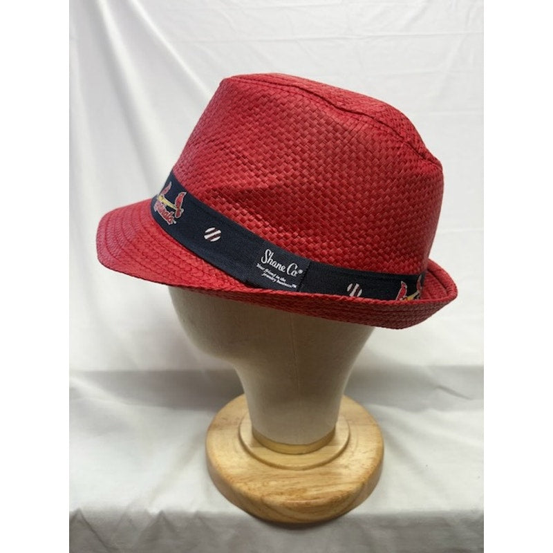 Shane Co St. Louis Cardinals Straw Fedora Hat MLB Red Unisex Adult Size 58