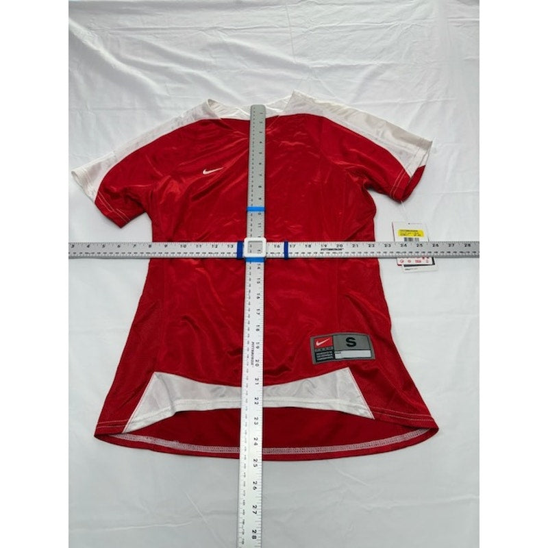 Nike Soccer Jersey Shirt Short Sleeve V-Neck Pullover Red/White Womens Sz S