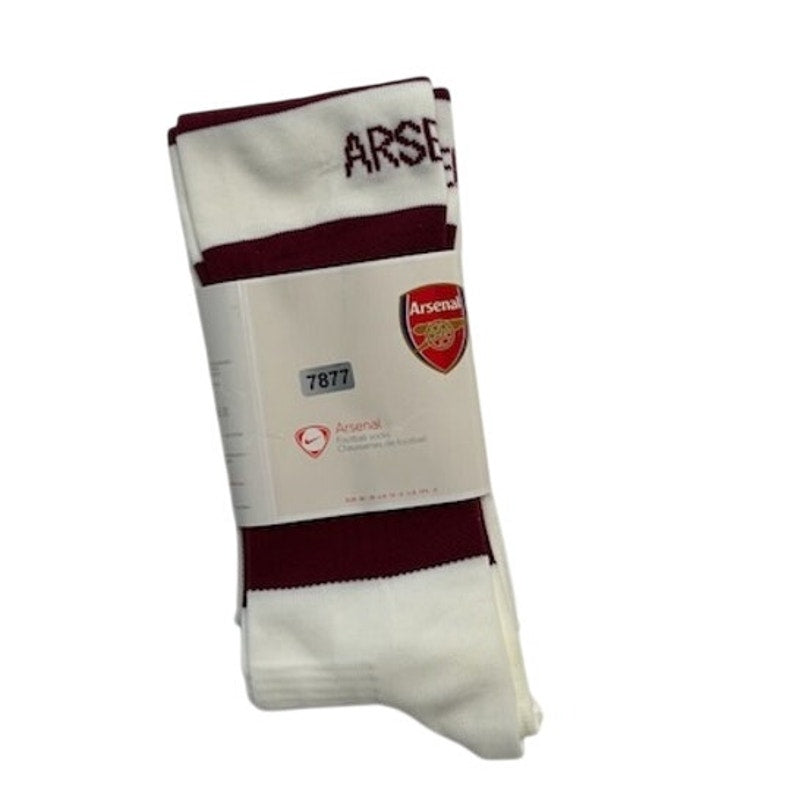 Nike Arsenal Football Socks Knee High Striped White/Maroon Adult Size 12.5-3