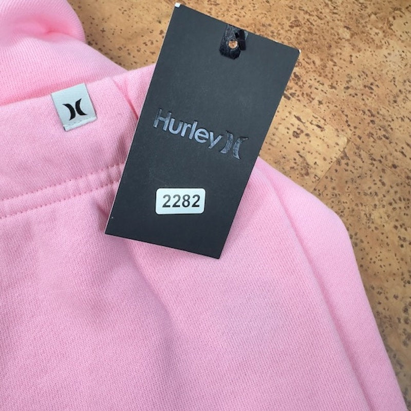 Hurley Lost Horizons Fleece Jogger Pants High-Rise Palm Tree Pink Womens Size S