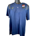 Nike Athletic Jersey Shirt Short Sleeve Dri Fit V-Neck Navy Blue Mesh Size L