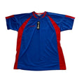 Diadora Roma Team Jersey Shirt Short Sleeve V-Neck Blue Red Mens Size XL