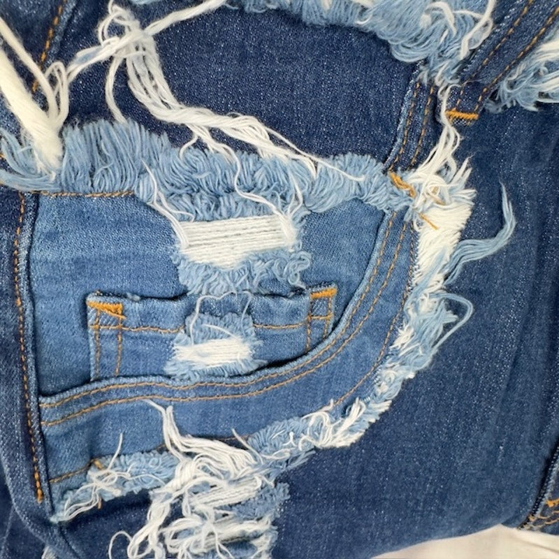 AP Blue by Aphrodite High Waisted Distressed Flare Jeans Cut Outs Blue 30
